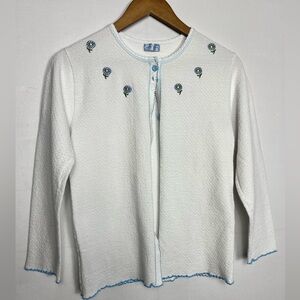 Embroidered White Cardigan